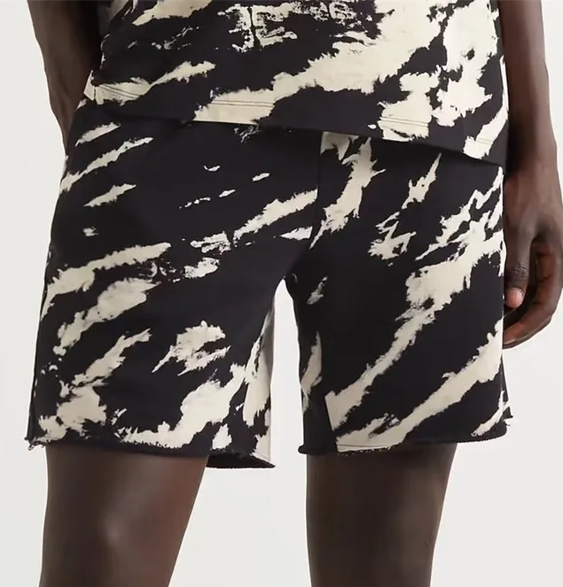 Custom Drawstring Black White Tie Dye Sweat Shorts For Men Buy Hip