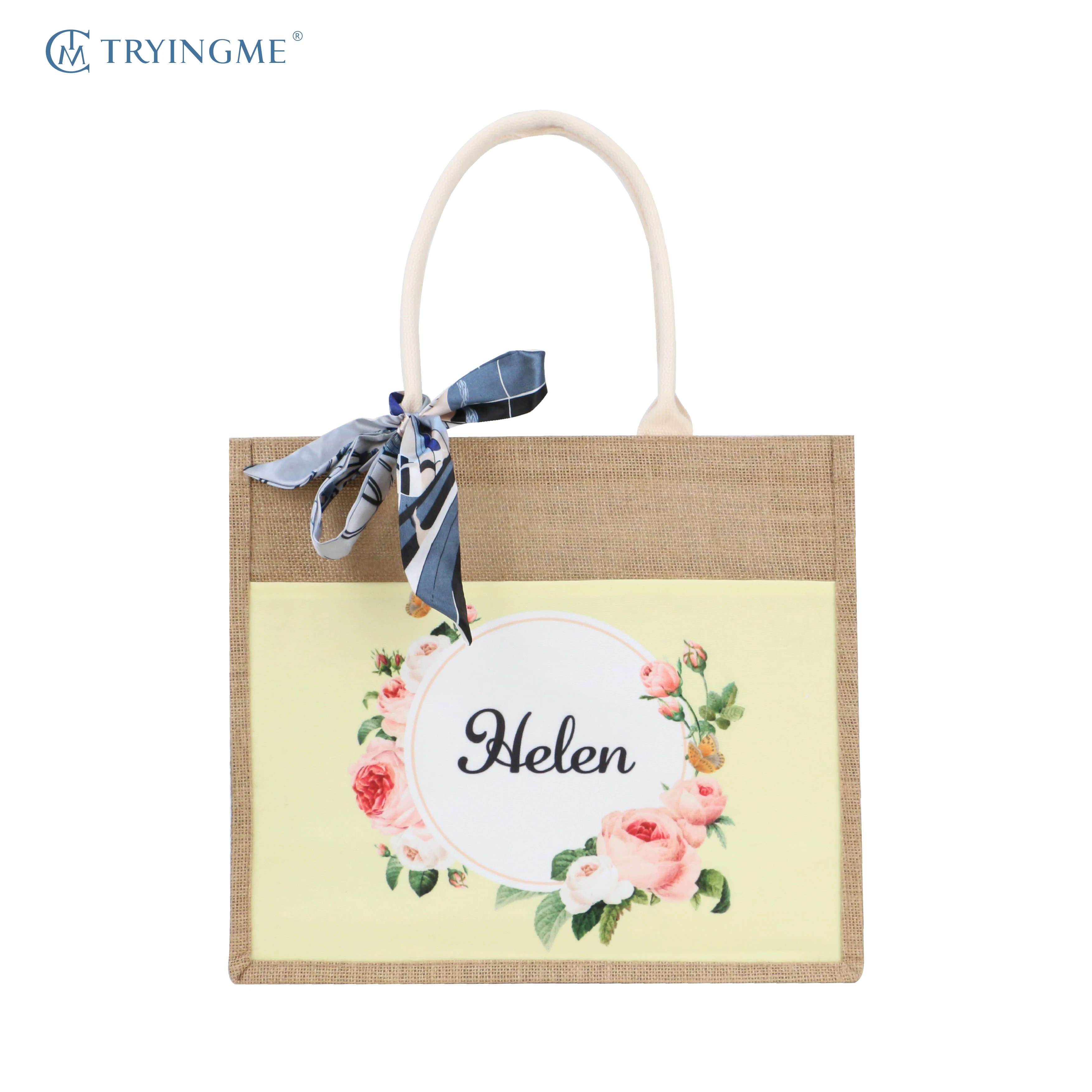 Factory Cheap Heavy Duty Larger Reusable Biodegradable Recyclable Burlap Jute Bag with Pocket