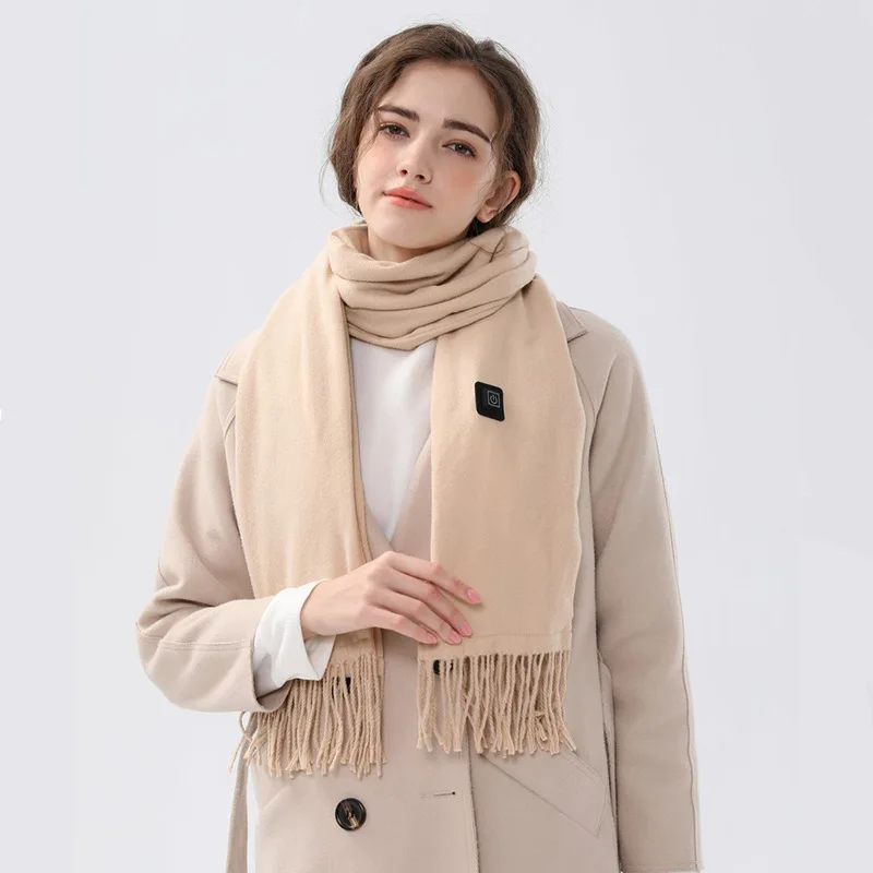 Solid Color 5V Smart USB Battery Powered Heated Scarf Winter Outdoor Electronic Heating Scarves Casual Warm Women Heat Scarf