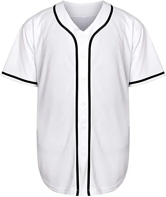 Wholesale high quality blank solid color black short sleeve button up baseball  jersey shirts From m.