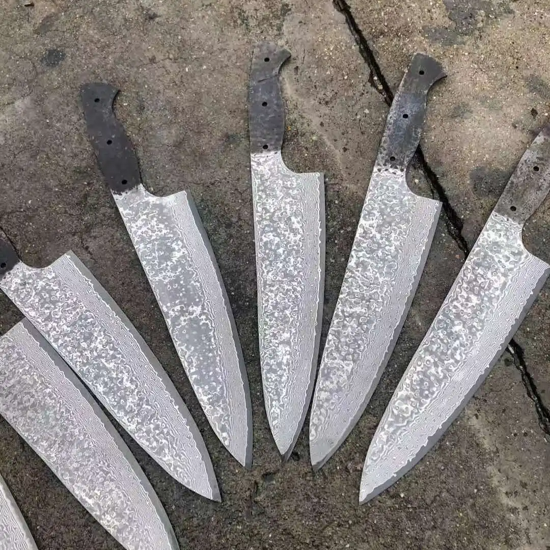 Custom Kitchen Cooking Chef Fixed Vg10 Damascus Steel Knife Blade Diy