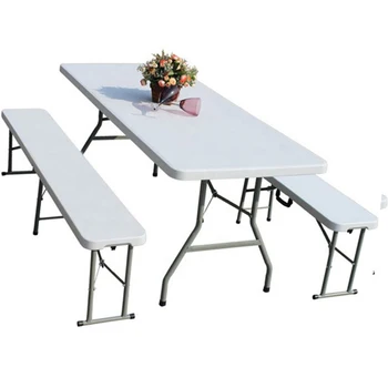 Heavy Duty Space Saving Lightweight Restaurant Hdpe Outdoor Durable 6ft Plastic Folding In Half Seat Bench Plastic