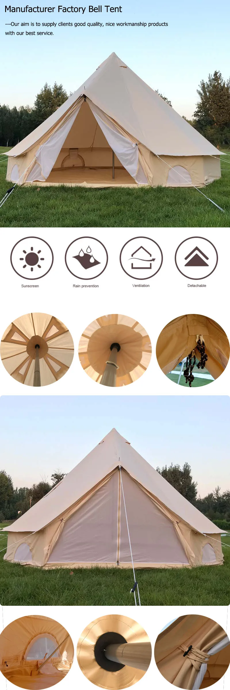Cotton Canvas Bell Tent For Glamping 