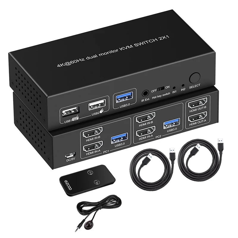 Switch KVM HDMI 4K60 Lindy - 2 Ports USB Et Audio | Commutateur 2 PC Pour Gaming Et Bureautique