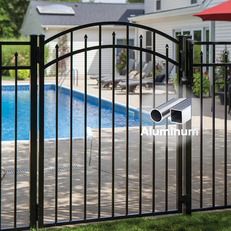 Eco Safety Friendly and Well Designed Powder Coated Black Swimming Pool Fence Perforated Brackets Aluminum Pool Fence with Gate