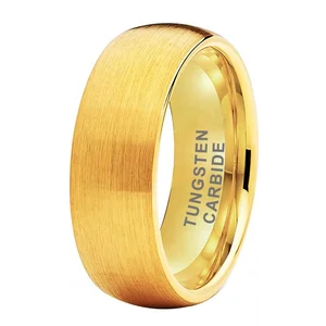 Coolstyle Jewelry 8mm Wholesale Domed Brushed Finish Gold Tungsten Ring for Men Women Fashion Engagement Wedding Band