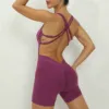 Dark purple short jumpsuit