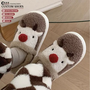 2026 Hot Selling Cute Christmas Moose Cinnamoroll Fur for Slippers for Ladies Comfortable House for Slippers for Winter Autumn