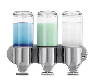No Drilling Triple Liquid Hand Hotel Stainless Steel Soap Dispenser Three Chamber Shampoo Shower Gel Lotion Bottle