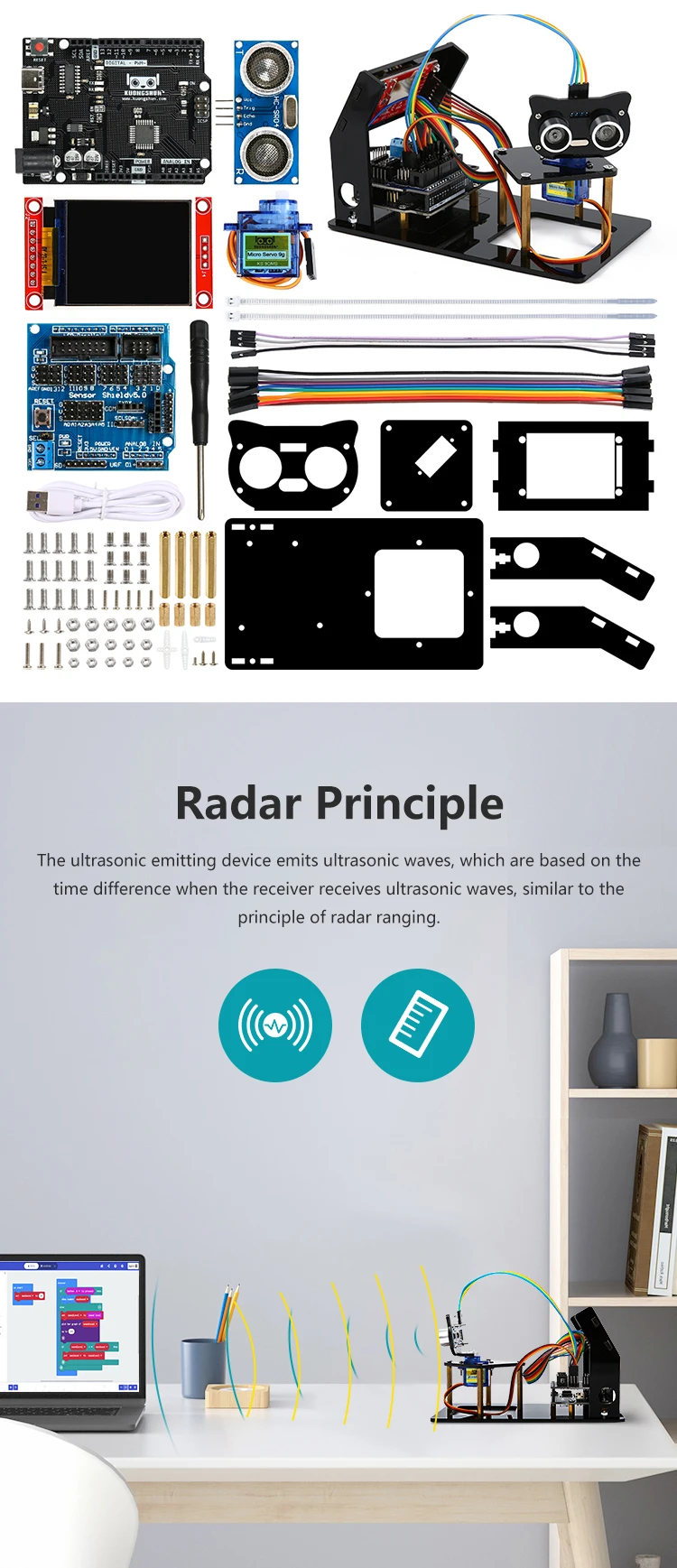 Robotlinking Simulation Ultrasonic Radar Sensor Module for Arduino