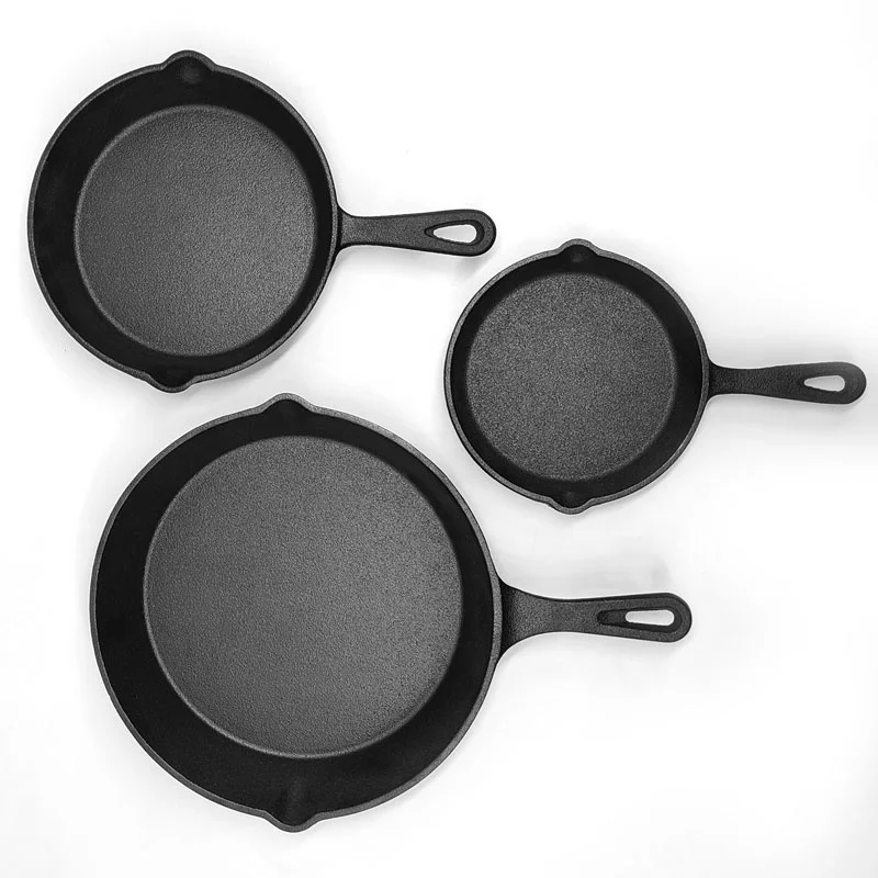 6 8 10 Inch Pre Seasoned Cast Iron Skillet Frying Pan Cast Iron Cookware Set For Both Indoor