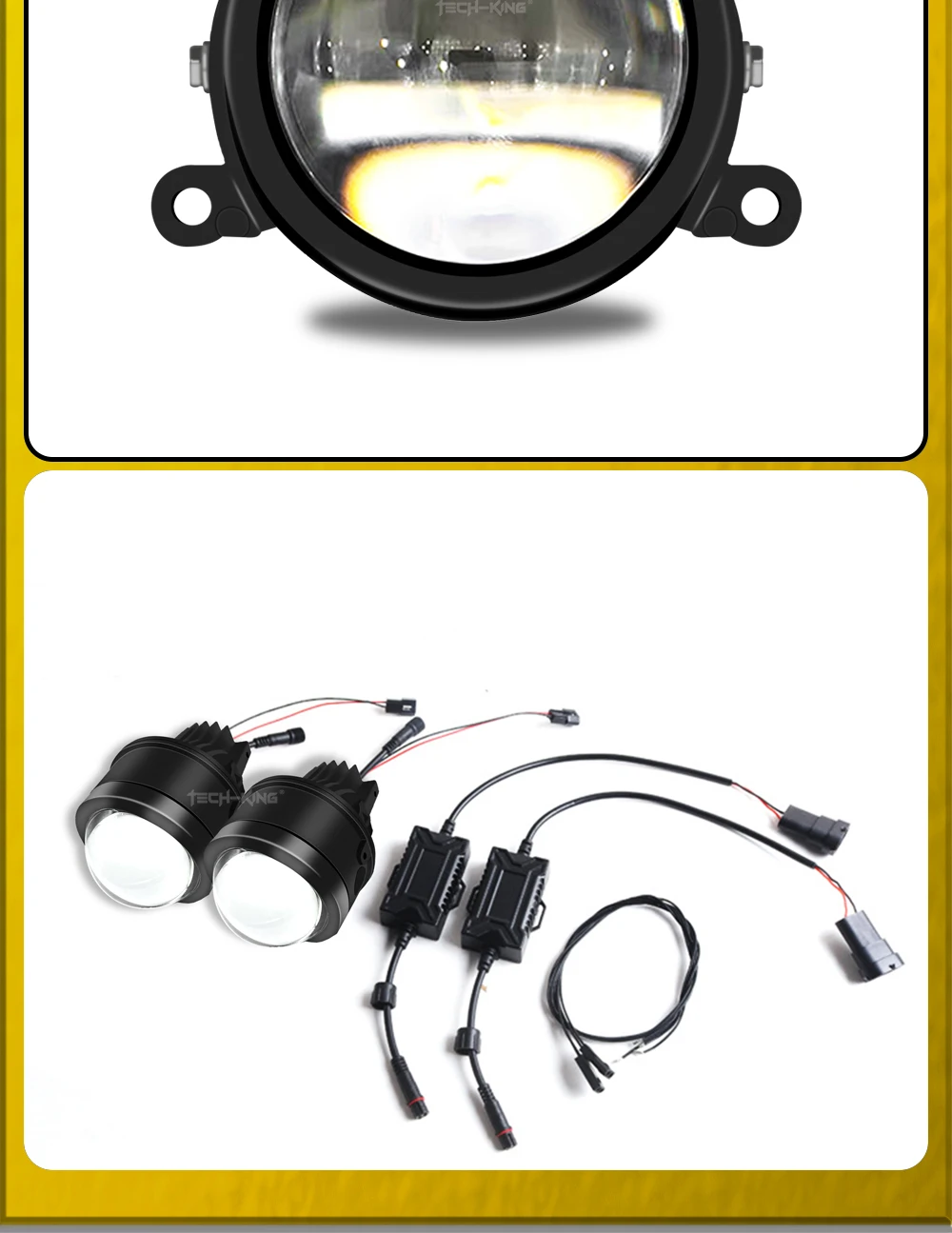 TECH-KING Automotive LED projector fog light 3-inch universal Matrix Automotive fog light retrofit accessory lens fog lamp