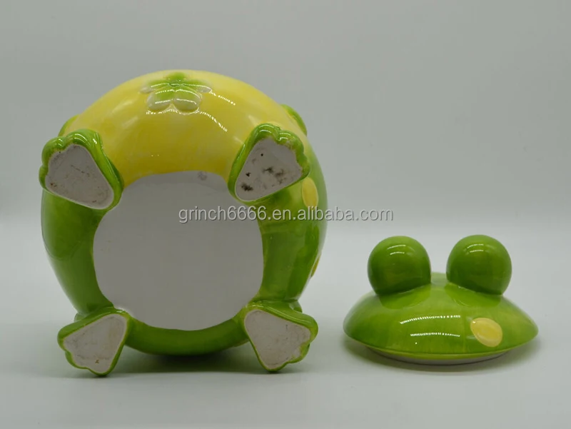 Ceramic Frog Cookie Jar Modern Gift White Ceramic Cookie Storage Jar