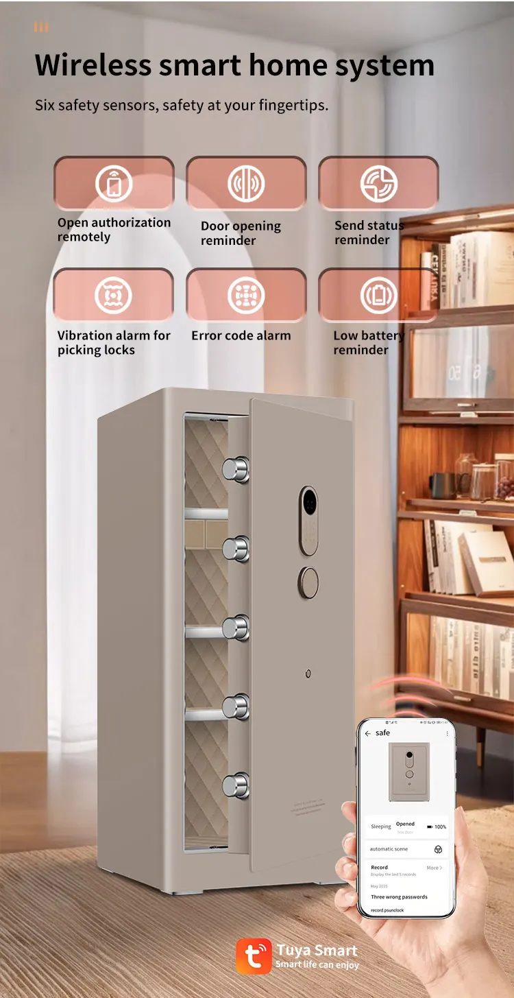 CEQSAFE Electronic Steel Safe Box with App & Fingerprint Lock Strong Household Security Digital Storage Open Access factory