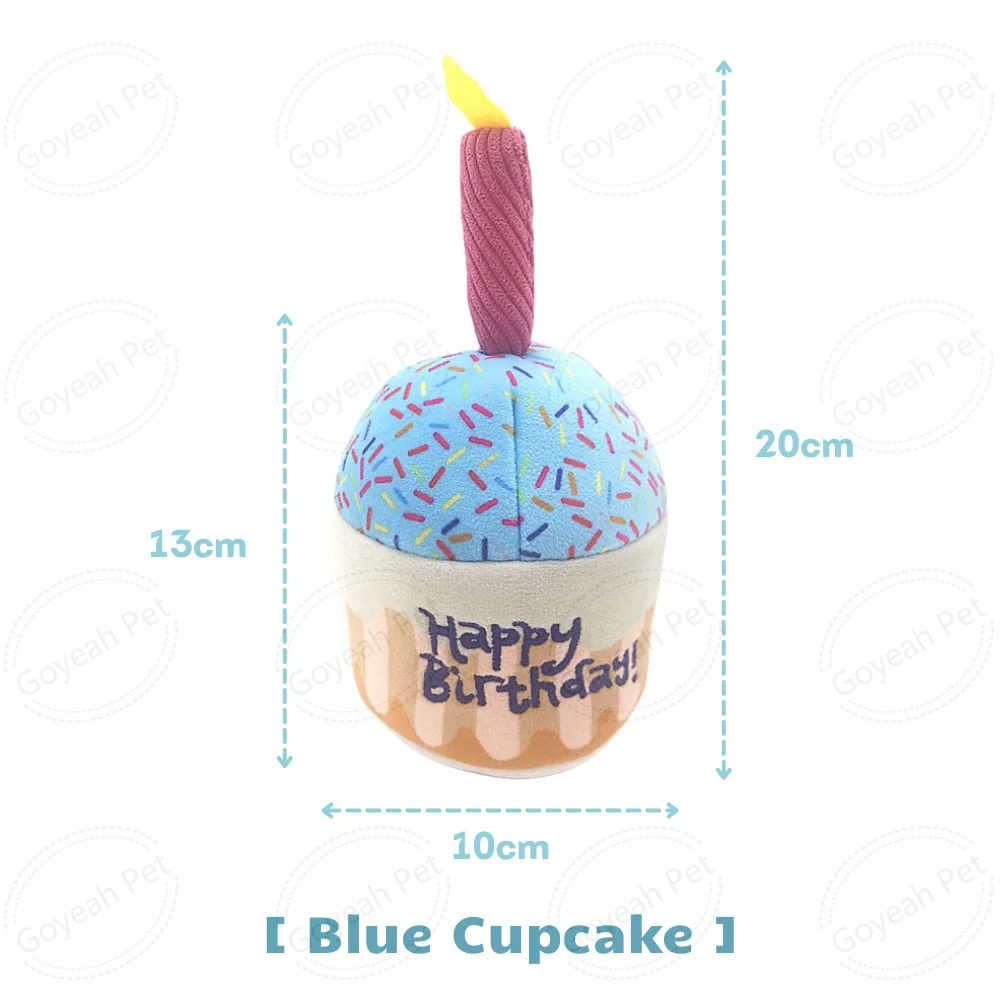 Happy Birthday Cake Shaped Squeaky Dog Toys Plush Birthday Present Dog
