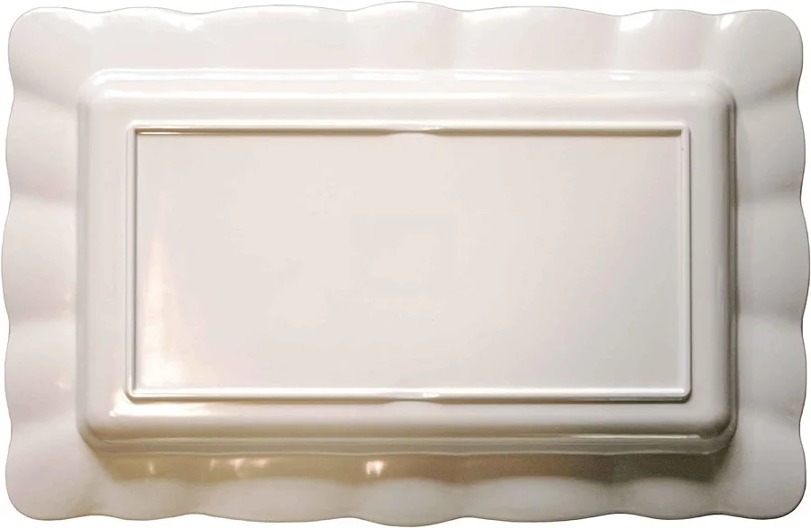 22-Inch Glossy Wavy Edge Rectangular Melamine Serving Platter Attractive Dining and Patio Parties Turkey Tray for Home Use