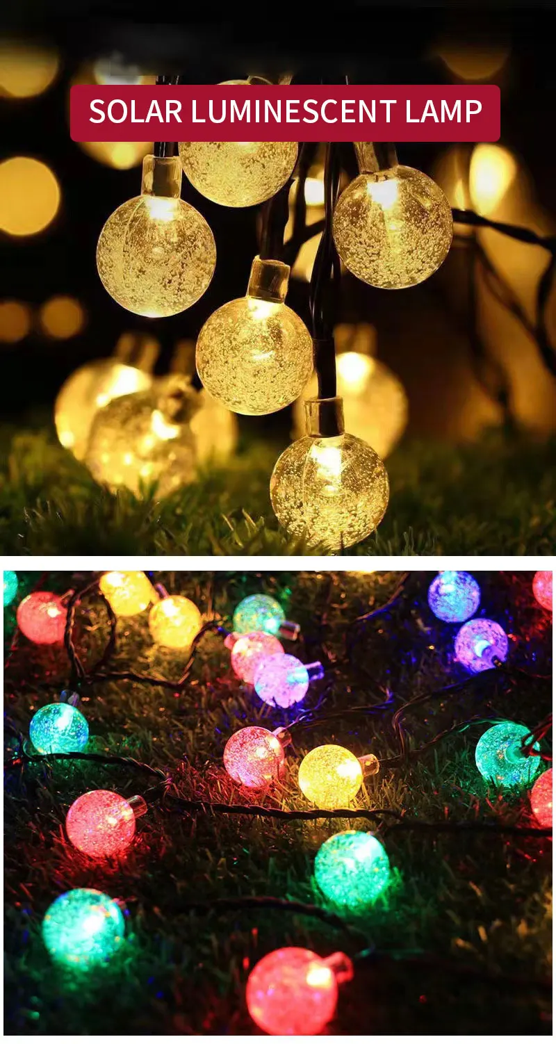 Battery Powered Christmas Lamp Bubble Ball Light String Outdoor Solar