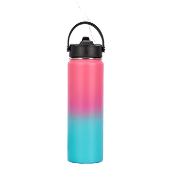 Rainbow-colored  big  sports water bottle 304 stainless steel insulated cup Space kettle with Handle magnet cover Travel Mugs