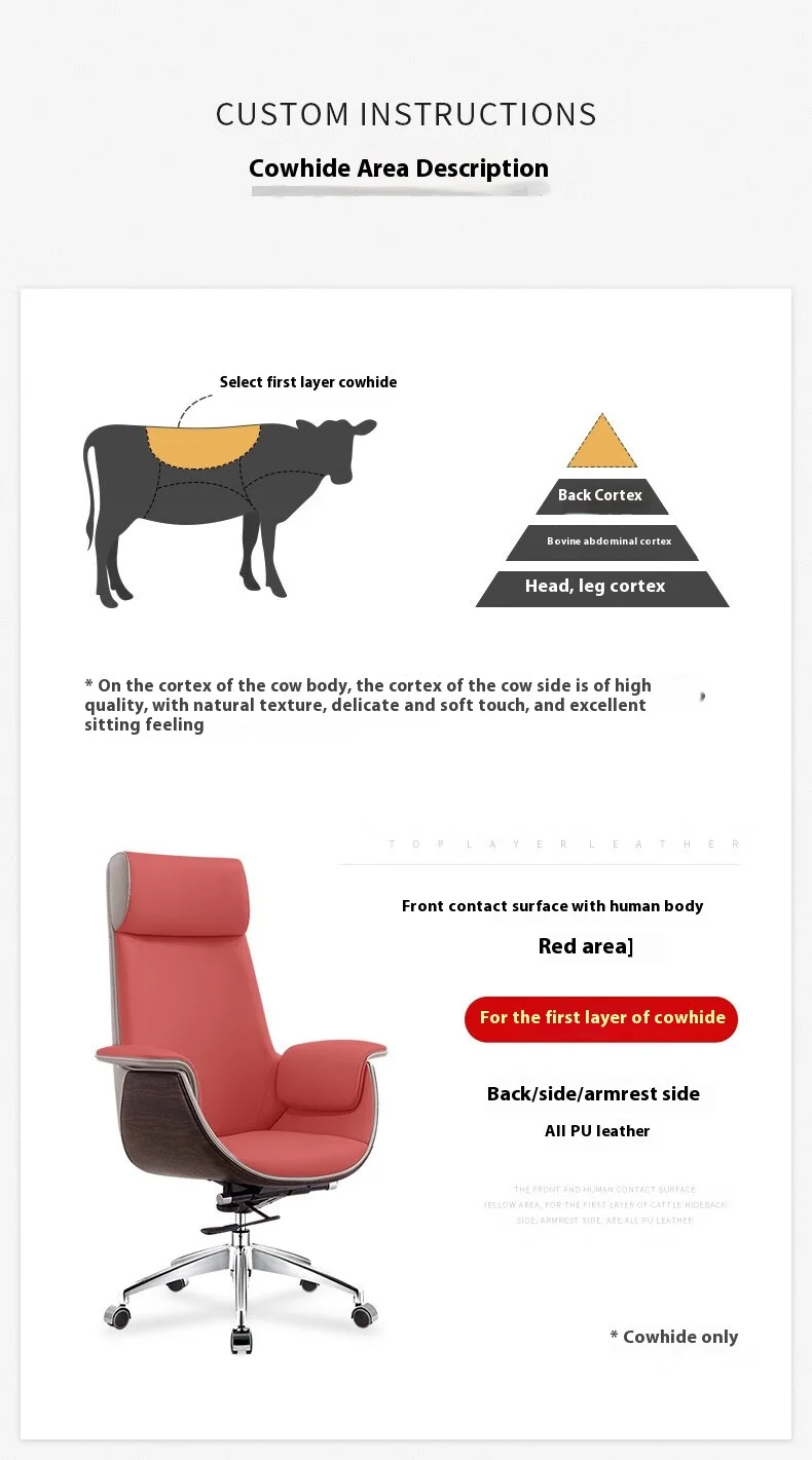 Modern High Back Solid Wood Executive Office Chair Adjustable Height Comfortable Breathable Design Swivel Reclining Villa