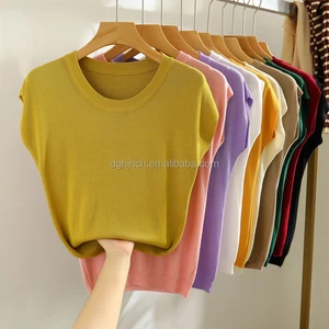 Hot Selling Basic Women's Summer Casual Short Sleeve T-Shirt Quality Blank Bulk Solid Color Dress for Teenagers