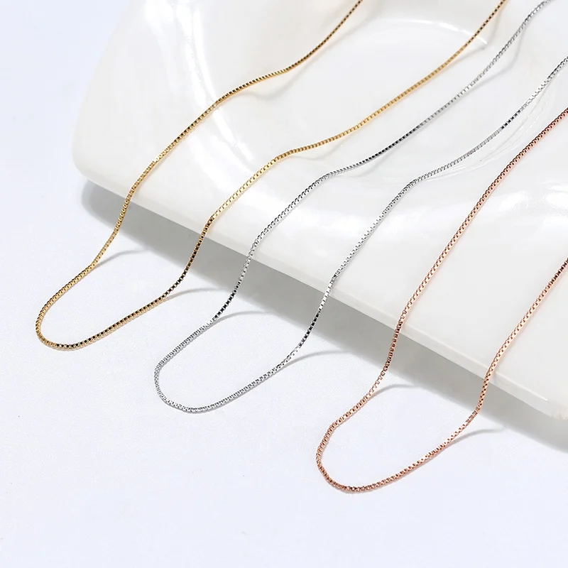 18k Gold Rose Gold 16-20 Inch 925 Sterling Silver Chain Necklace