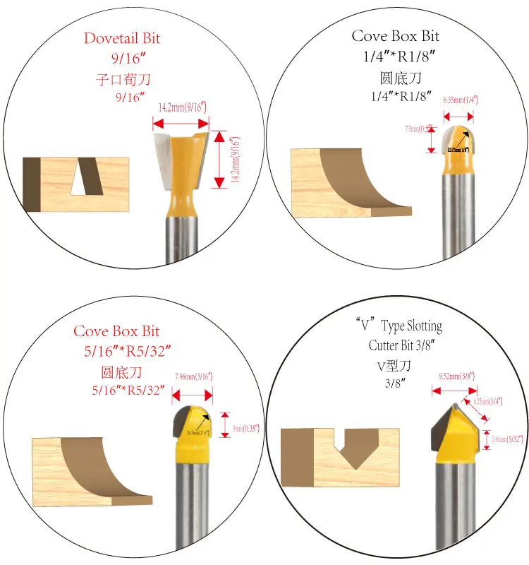 24pcs Router Bits Set Tool Set With Carrying Case Cnc Router Bits