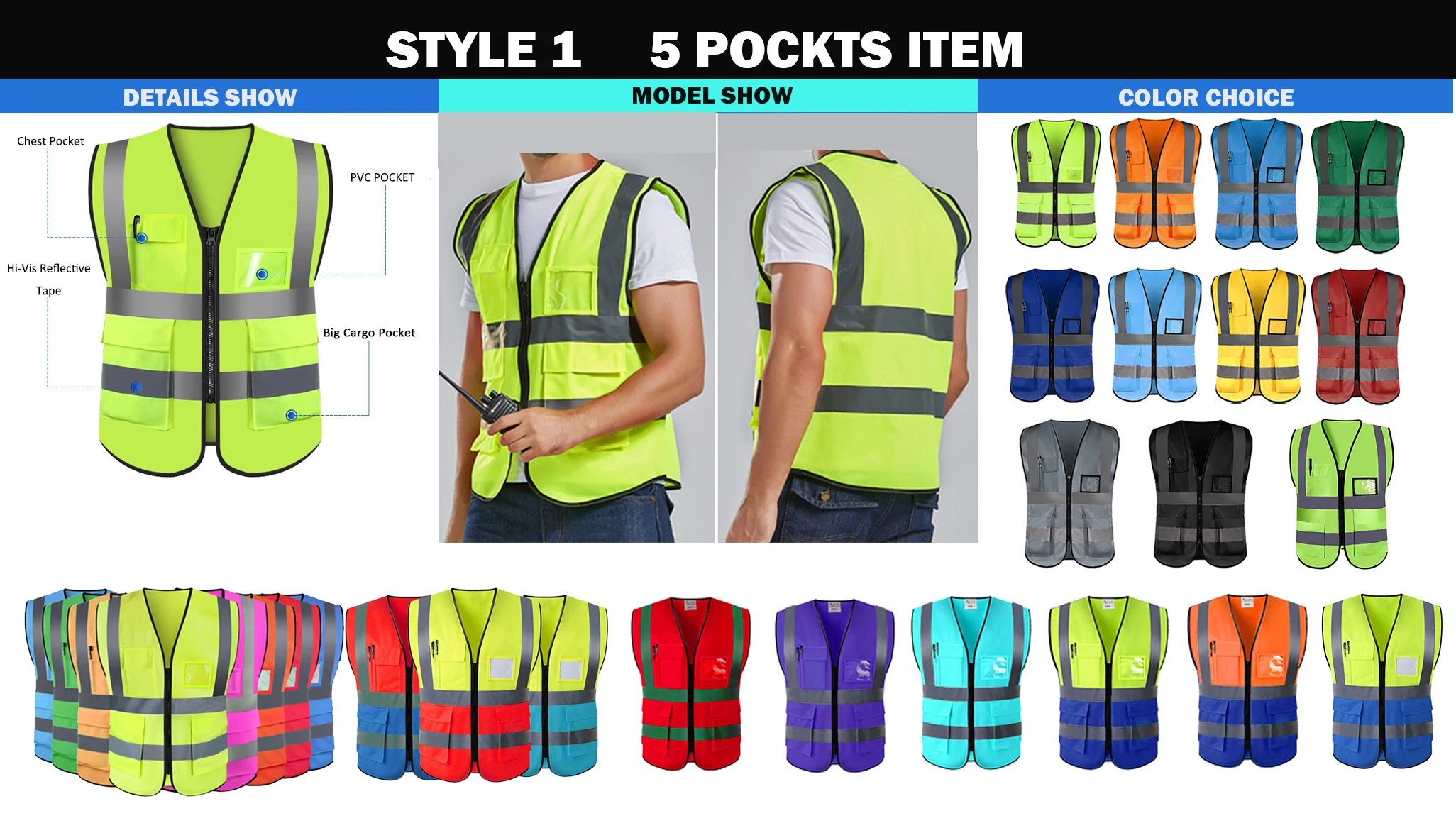 Safety Vest With Custom Logo Reflective Jacket Work Clothes Tape High