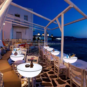 Indoor Rechargeable Dining Table with Lighted Color Change Waterproof Remote Controlled for Modern Furniture