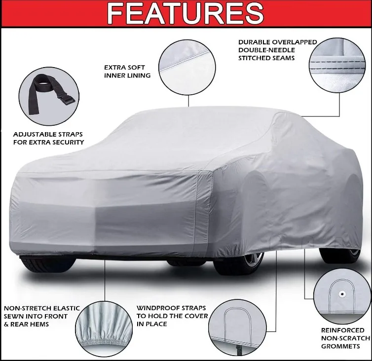 Custom Size and Logo Uv Protection Body Car Cover Sun Wholesale Good Quality Polyester 52X48X32CM 0.8-3kg 200 Pcs
