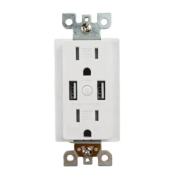 White colour Smart Wifi USB Outlet -Size:4.13*1.81*1.77- Material:PC+Copper-U&L listed-electrical outlet