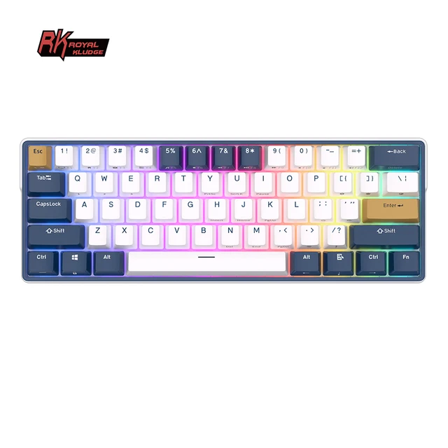 Royal Kludge Rk61 Plus custom colorblock keycaps 61 keys 3 mode rgb mechanical keyboard wireless gaming tastatur hotswap