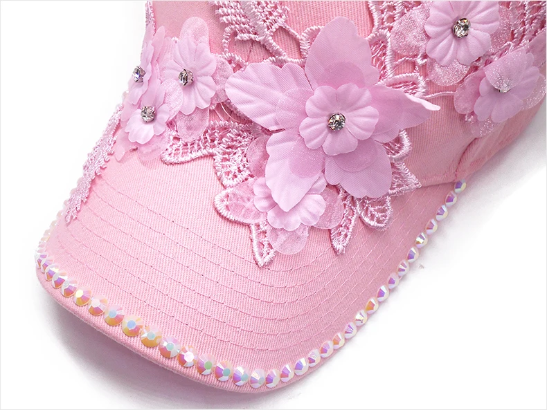 Lifelike Flowers Women Summer Caps Casual Sun Casquette New Brand Baseball Cap for Girls Luxury Rhinestones Hip Hop Hat