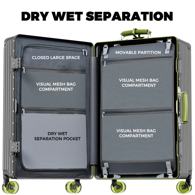 26-Inch Modern Aluminum Frame Luggage Box Mute Spinner Large Capacity Boarding Password Travel Suitcase Skating Wheels TSA Lock