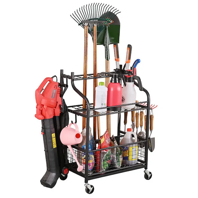 QTJH モバイル ガーデン ツール タワー ガレージ ストレージ ホルダー ツール ストレージ ラック