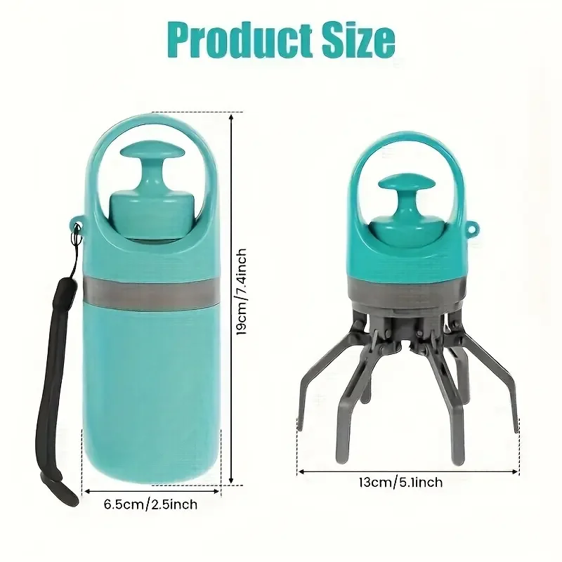 Poop Scooper with Built-in Poop Bag Dispenser Picker Portable Claw Handheld Dog Poop Scooper for Small Medium Large Dogs