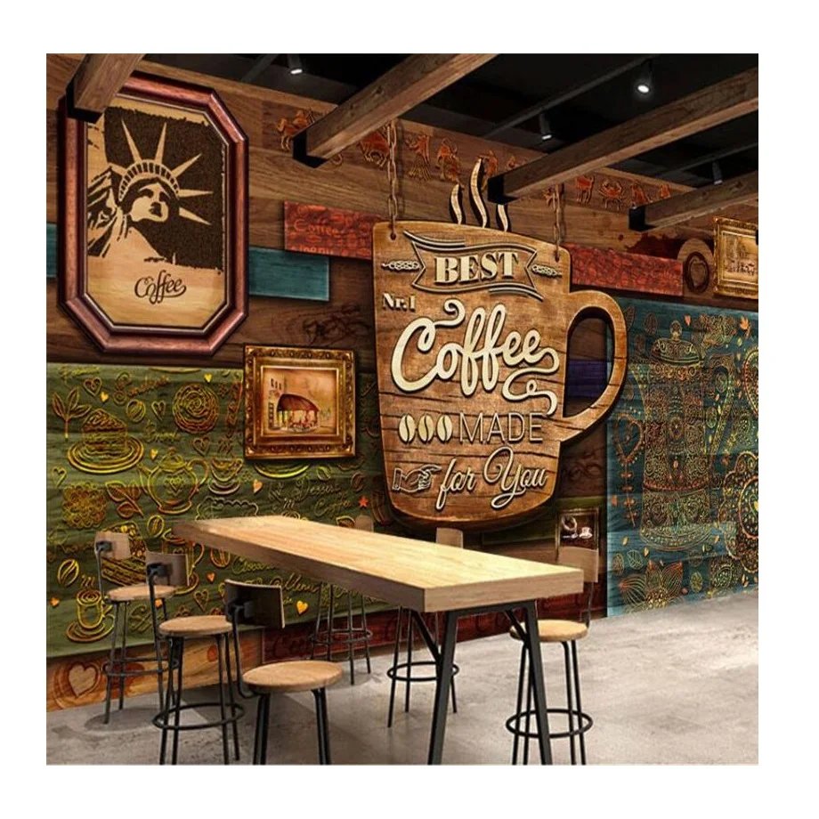 Wall Covering Decor Vinyl Printing Mural 3d For Coffee Shop - Buy Mural  3d,Wall Covering Decor,Vinyl Printing Product on 