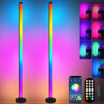 RGB LED Floor Lamp Remote APP Control Music Sync Corner Lighting Timer Smart Modern Mood Standing Lamp for Bedroom Living Room