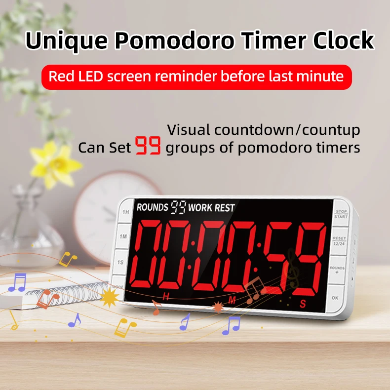 New Style Easy-to-Read LED Display Battery Operated Big Screen Countdown Timer for Meetings and Presentations