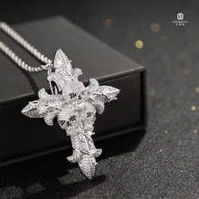 Hip Hop Jewelry Factory Necklace Pendants Luxury 5A Zircon Skull Cross Pendants Custom Iced Out Pendant