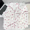 Set 3 pezzi in cotone nuvola con fiocco a cuore - rosso