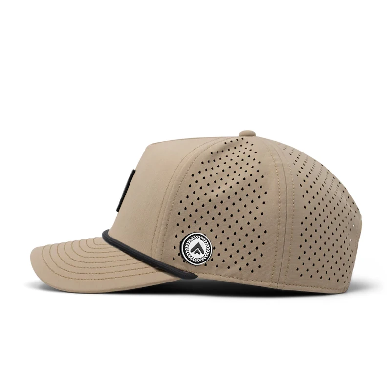 High Quality Laser Cut Hole Water-Resistant Breathable Fashion Canvas Baseball Caps Unisex 5 Panel Performance Cycling Golf