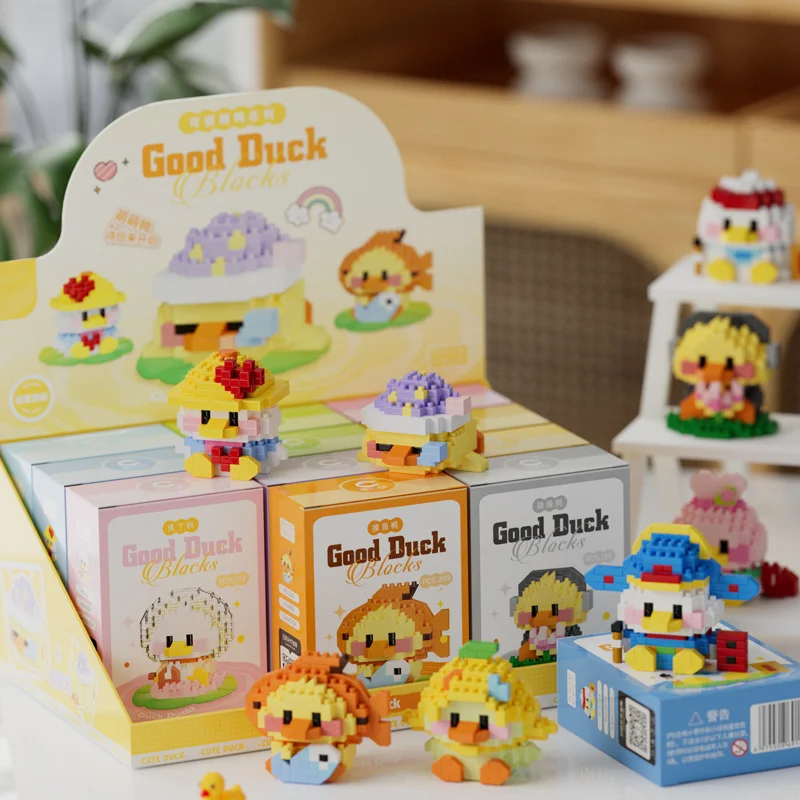2518pcs Mini Diy Building Blocks Sets Cute Good Lucky Duck Style Nano Bricks Blocks Box Novelty Gift Girl Toys for Kids