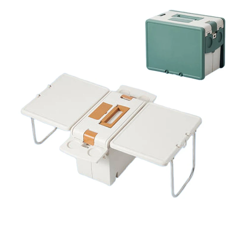 17L Multifunction Picnic Camping Ice Cool Box Portable Foldable Food Drink Cooler Box with Table