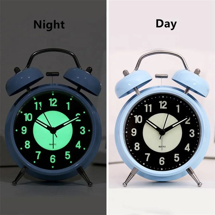 Creative Color Metal Alarm Luminous Clock Student Bedside Desktop Clock for Child Bedroom