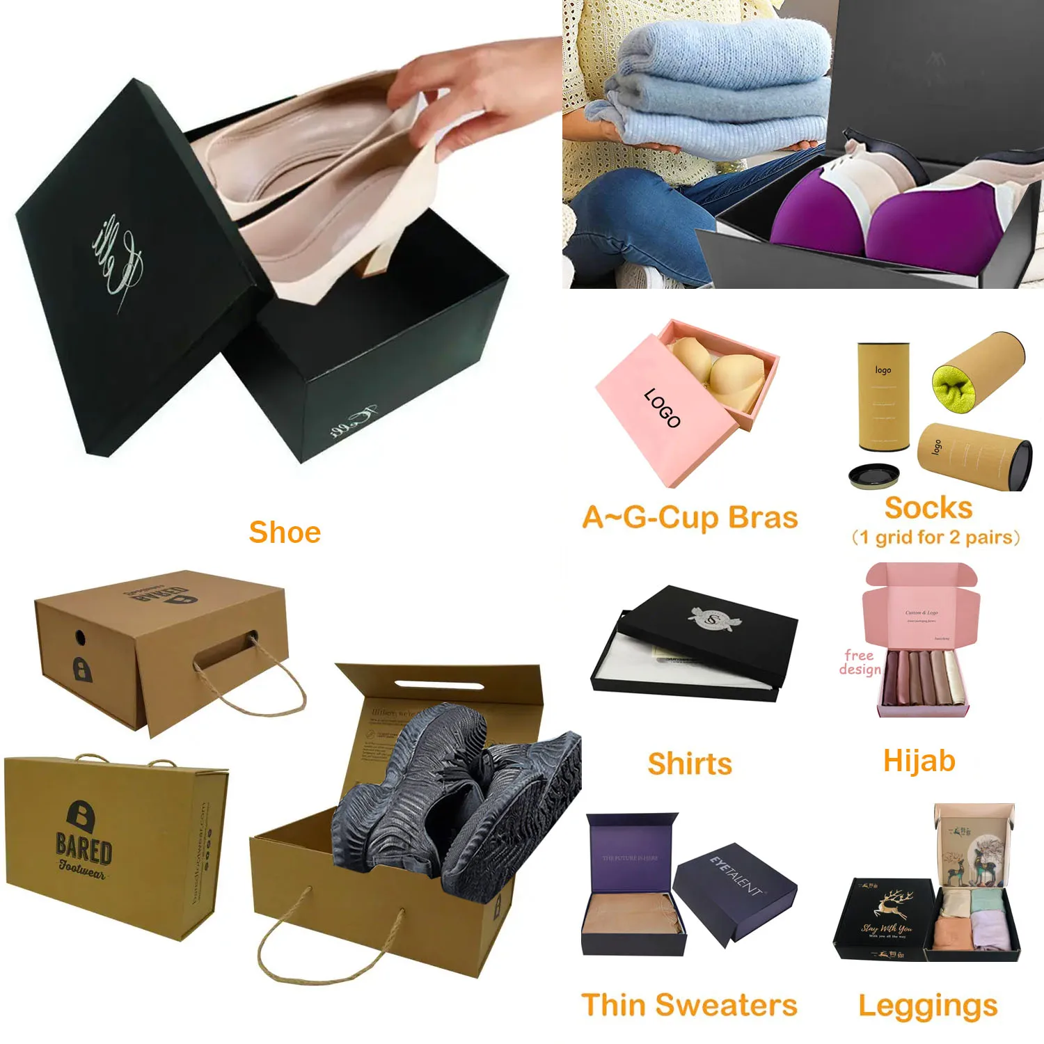 Custom Luxury Black Paper Packing Folding Shoe T Box Magnetic Paper Box Packaging With 5703