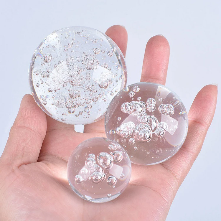 product wholesale various crystal ball with bubbles natural gemstone clear air bubble ball transparent glass crystal bubble ball-26