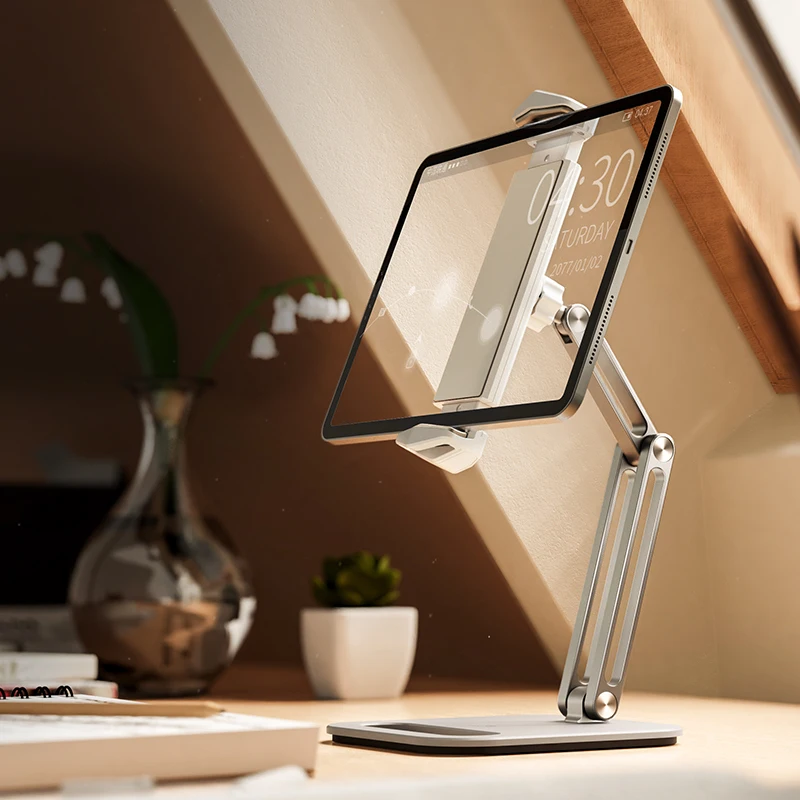 Boneruy Desktop Rotatable Tablet PC Stand Adjustable Aluminum Alloy Foldable Mobile Phone Holder for iPAD