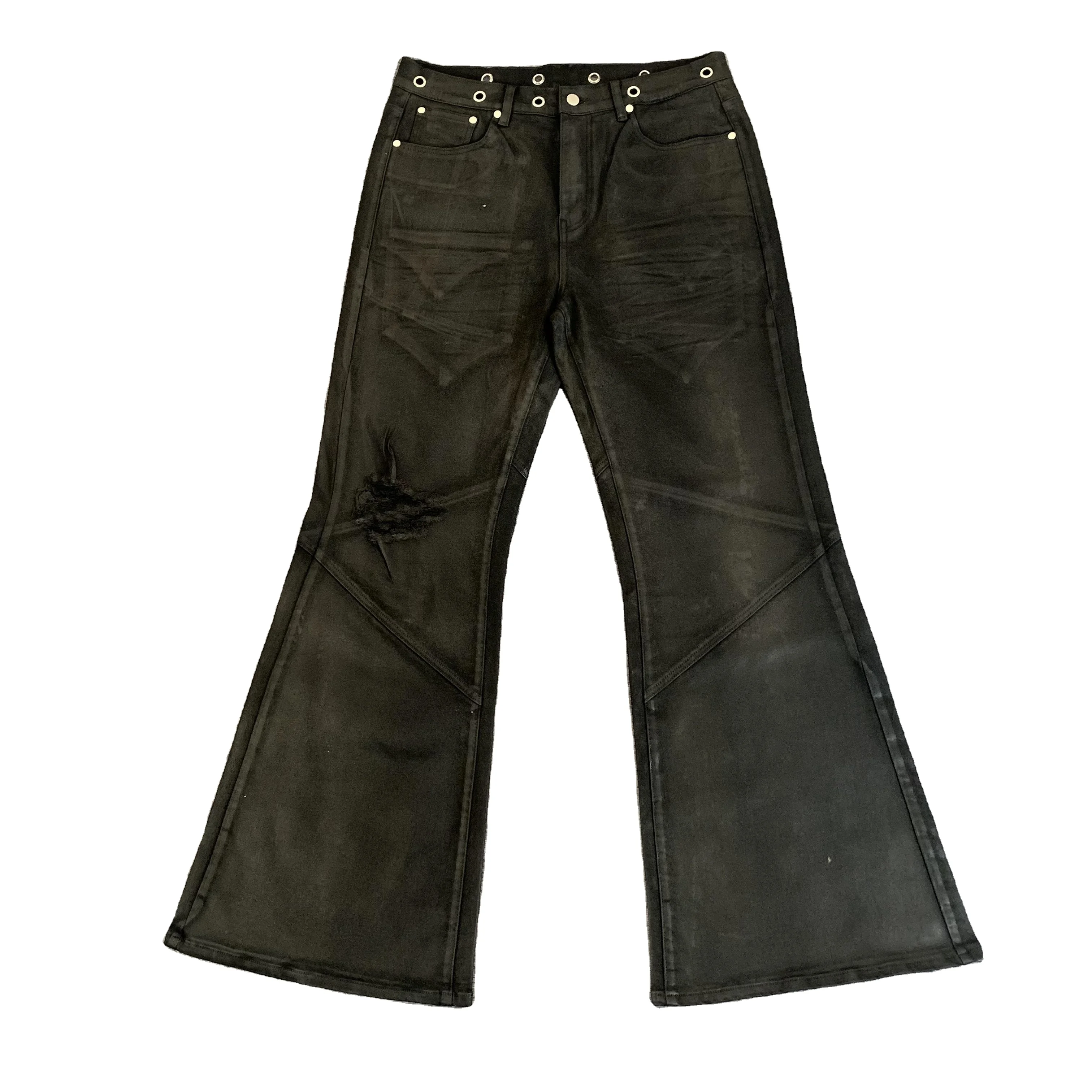 DENIMGUYS High-End Waxed Flared Jeans Men's Hip Hop Style