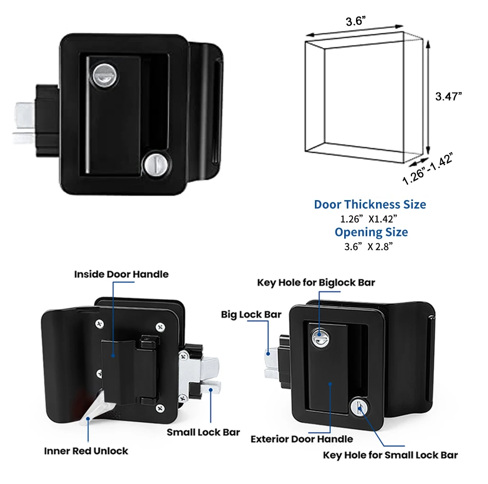 Mb418 Metal Keyless Rv Entry Door Lock 2 Fobs Blacklite Keypad 2 Keys