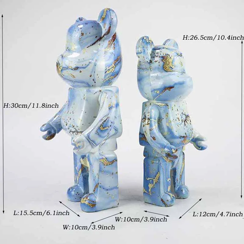 Home Decoration Living Room Ceramic Violent Bear Bearbricks 400% Trendy  Store Crafts Electroplating Sculpture Ornament Gift